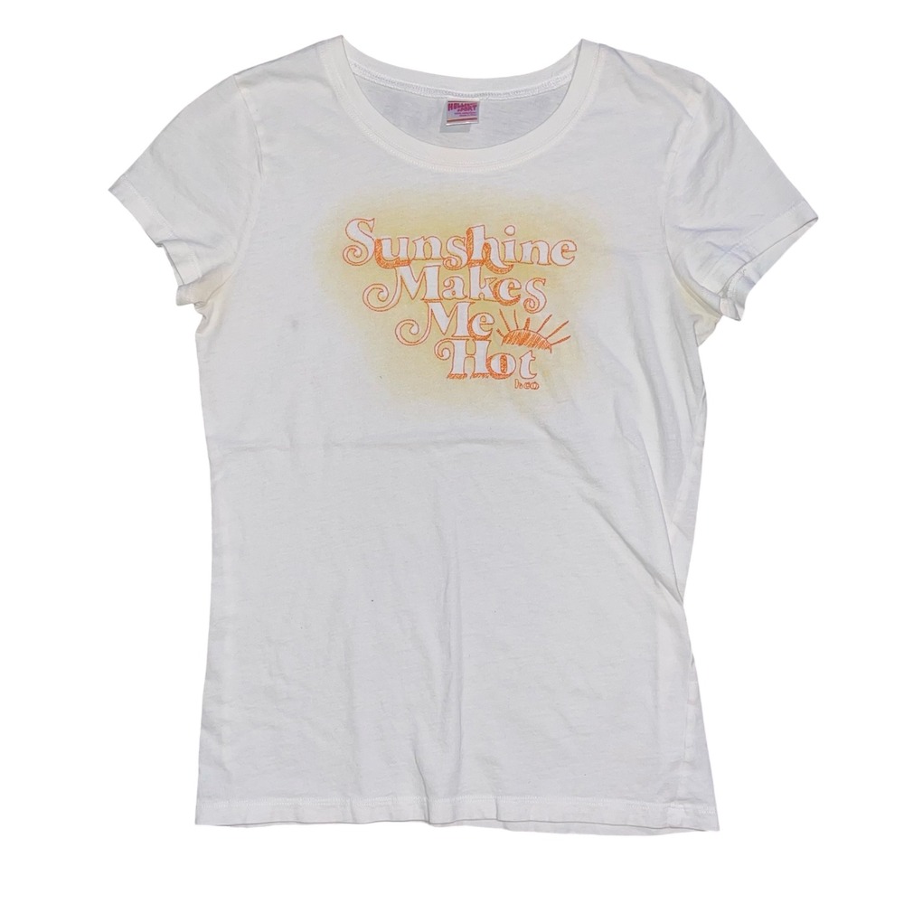 Hollister Sport Womens Graphic Tee White Sunshine Makes‎ Me Hot Vintage Style L